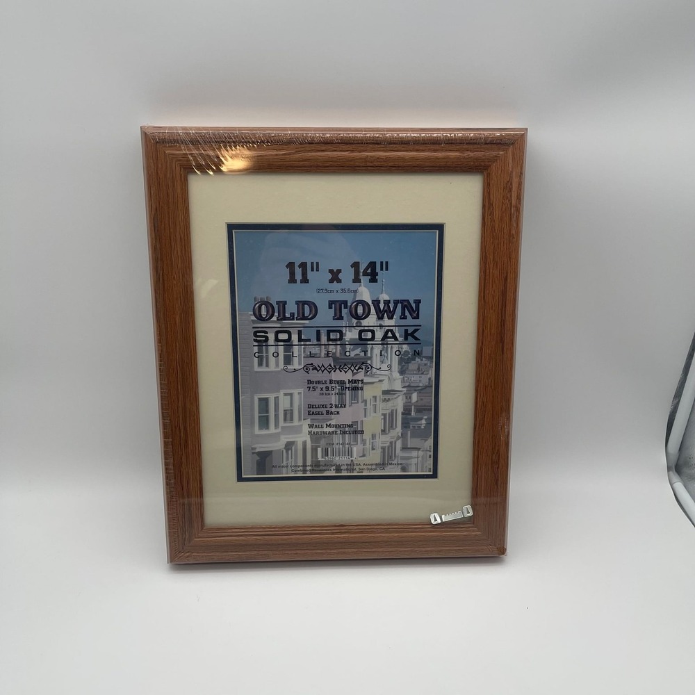 Old Town Solid Oak Collection 11x14 Picture Frame with Double Bevel Mats